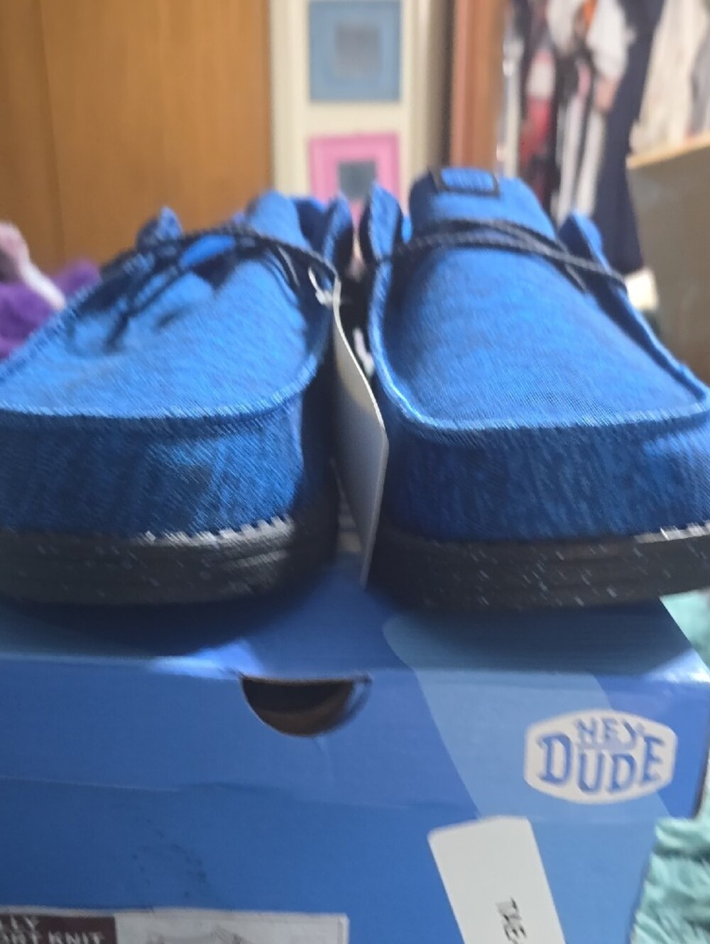Hey Dude Blue Knit Slip-On Casual Shoes with Black Soles - Picture 3 of 7